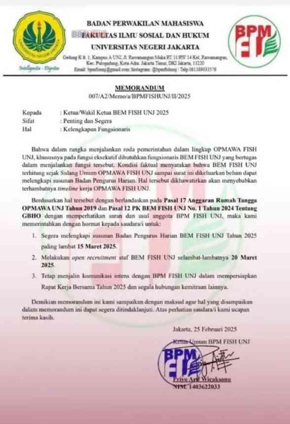 Skandal Dugaan Korupsi dan Keterlibatan Judi Online Mengguncang BEM FISH UNJ
